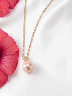 Pink Pearl Cubic Zirconia Necklace
